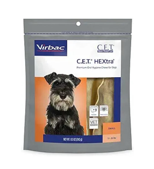 C.E.T. HEXtra Premium Oral Hygiene Chews for Dogs 11-25 Pounds, 30 Count