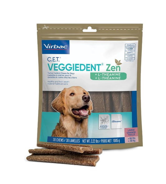 C.E.T. VeggieDent Zen Tartar Control Chews for Large Dogs, 30 Count