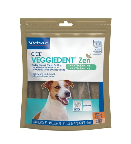 C.E.T. VeggieDent Zen Tartar Control Chews for Small Dogs, 30 Count