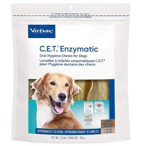 C.E.T. Enzymatic Oral Hygiene Chews for Dogs, Large, 30 Count