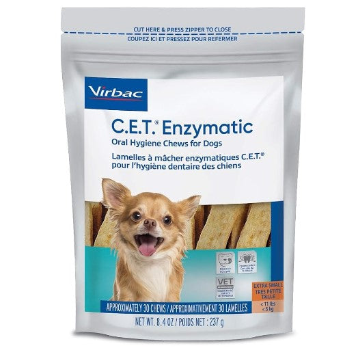 C.E.T. Enzymatic Oral Hygiene Chews for Dogs, Extra Small, 30 Count