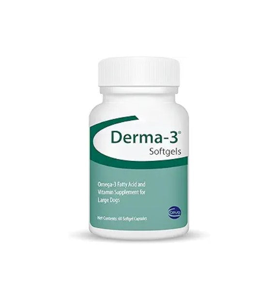 Derma-3 Softgels for Large Dogs, 60 Softgel Capsules