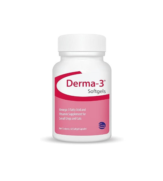 Derma-3 Softgels for Small Dogs and Cats, 60 Softgel Capsules