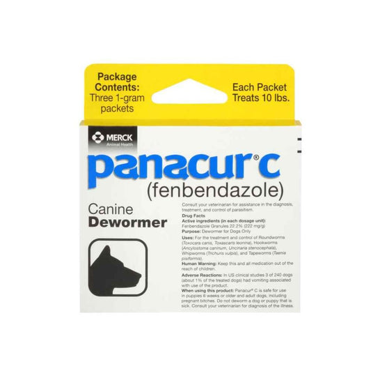 Panacur C Canine Dewormer, Three 1gm Packets