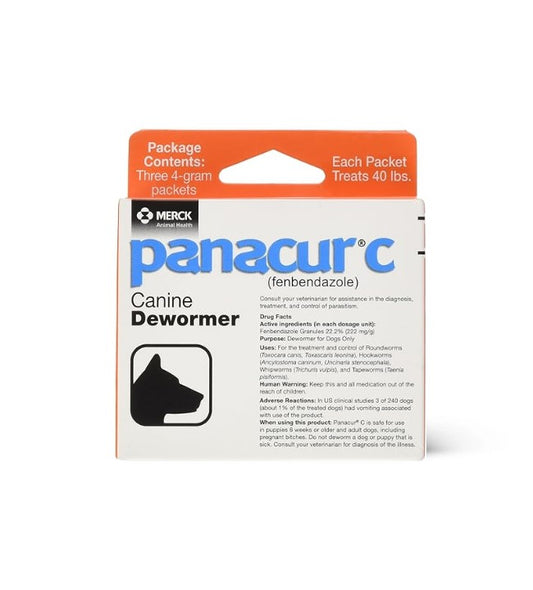 Panacur C Canine Dewormer, Three 4gm Packets