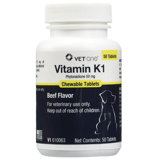 Vitamin K-1 Chewable Tablets, Beef Flavor, 50mg, 50 Count